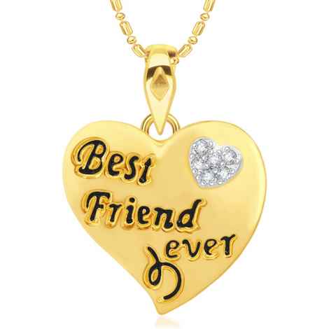 Buy Srikara Alloy Gold Plated CZ/AD Best Friend Ever Fashion Jewellery Pendant Chain - SKP2952G - Purplle