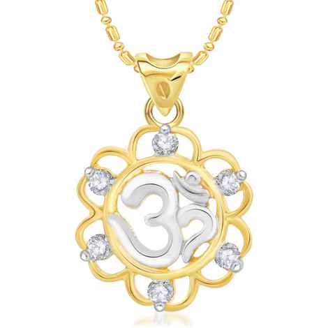 Buy Srikara Alloy Brass Gold Plated CZ / AD OM Fashion Jewellery Pendant with Chain - SKP2979G - Purplle