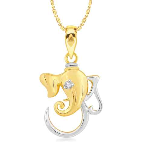 Buy Srikara Alloy Brass Gold Plated CZ/AD Ganesh Fashion Jewelry Pendant with Chain - SKP2993G - Purplle