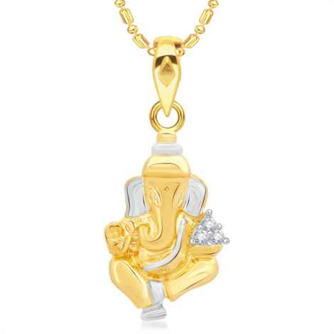 Buy Srikara Alloy Brass Gold Plated CZ / AD Ganpati Fashion Jewellery Pendant Chain - SKP2975G - Purplle
