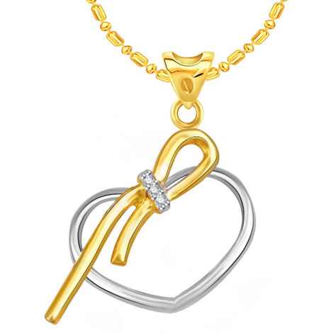 Buy Srikara Alloy Brass Gold Plated CZ Bonded Heart Fashion Jewelry Pendant Chain - SKP3032G - Purplle