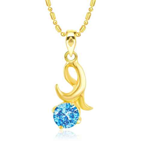 Buy Srikara Gold Plated CZ / AD Eye Catchy Aqua Solitaire Fashion Jewelry Pendant with Chain - SKP2876G - Purplle