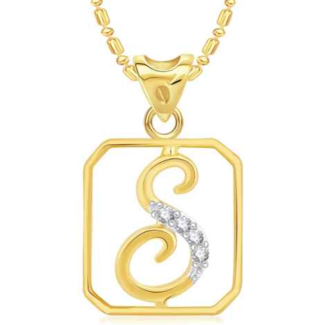 Buy Srikara Alloy Brass Gold Plated CZ/AD Alphabet S Fashion Jewelry Pendant Chain - SKP2926G - Purplle