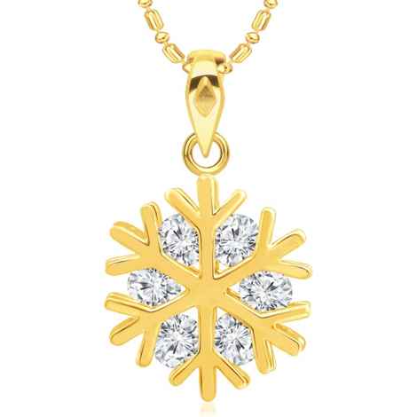 Buy Srikara Alloy Gold Plated Snow Flake AD/CZ Studded Fashion Jewelry Pendant Chain - SKP2959G - Purplle