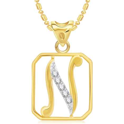 Buy Srikara Alloy Brass Gold Plated CZ/AD Alphabet N Fashion Jewelry Pendant Chain - SKP2923G - Purplle