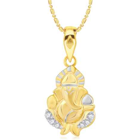 Buy Srikara Alloy Brass Gold Plated CZ/AD Ganesh Fashion Jewelry Pendant with Chain - SKP2989G - Purplle