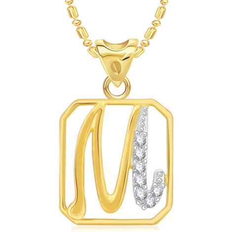 Buy Srikara Alloy Brass Gold Plated CZ/AD Alphabet M Fashion Jewelry Pendant Chain - SKP2922G - Purplle