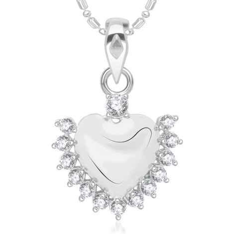 Buy Srikara Alloy Rhodium Plated CZ/AD Radiant Heart Fashion Jewellery Pendant Chain - SKP2002R - Purplle