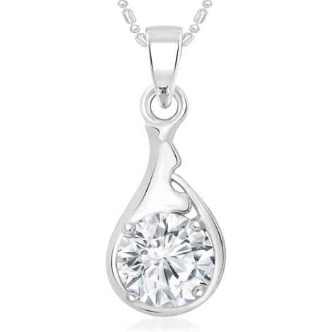 Buy Srikara Alloy Rhodium Plated CZ / AD Fashion Jewellery Pendant with Chain - SKP2031R - Purplle