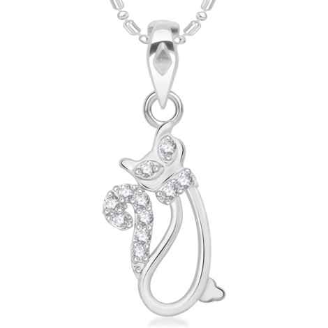 Buy Srikara Alloy Rhodium Plated CZ / AD Fashion Jewellery Pendant with Chain - SKP2035R - Purplle