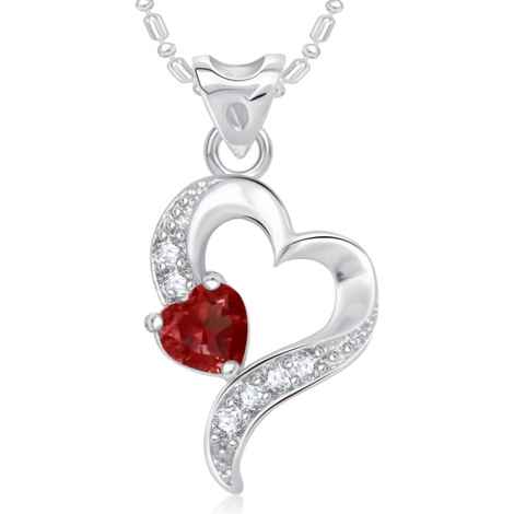 Buy Srikara Alloy Rhodium Plated AD Dazzling Heart Valentine Fashion Jewelry Pendant - SKP1764R - Purplle