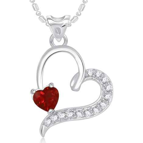 Buy Srikara Alloy Rhodium Plated CZ/AD Affection Heart Valentine Fashion Jewelry Pendant - SKP1720R - Purplle