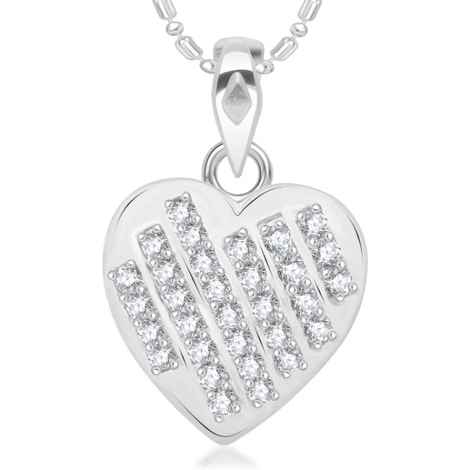 Buy Srikara Alloy Rhodium Plated CZ CZ Studded Heart Fashion Jewelry Pendant Chain - SKP2008R - Purplle