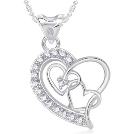 Buy Srikara Alloy Rhodium Plated CZ/AD Three Heart Valentine Fashion Jewelry Pendant - SKP1705R - Purplle