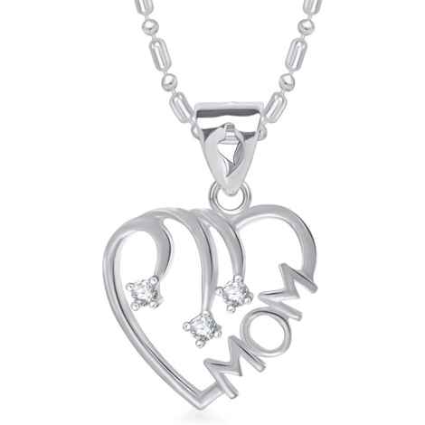 Buy Srikara Alloy Rhodium Plated CZ / AD Graceful Fashion Jewelry Pendant with Chain - SKP1392R - Purplle