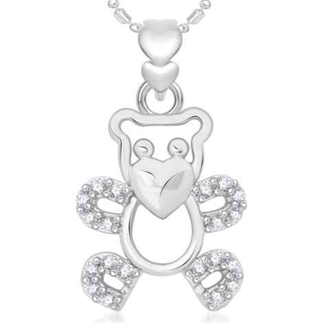 Buy Srikara Alloy Rhodium Plated CZ / AD Fashion Jewellery Pendant with Chain - SKP2037R - Purplle