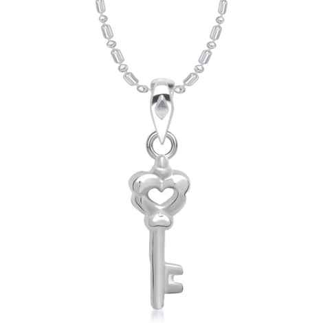 Buy Srikara Alloy Rhodium Plated CZ / AD Stylish Key Fashion Jewellery Pendant Chain - SKP1375R - Purplle
