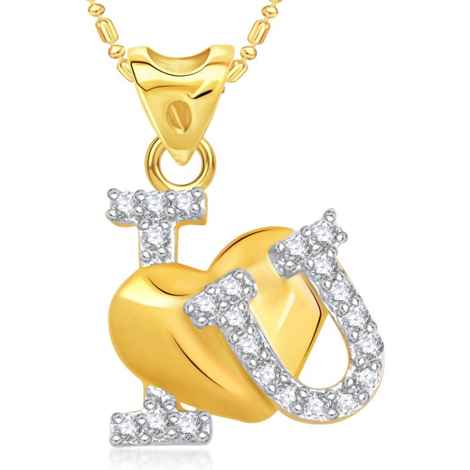 Buy Srikara Alloy Gold Plated CZ/AD I Love U Heart Valentine Fashion Jewelry Pendant - SKP1820G - Purplle