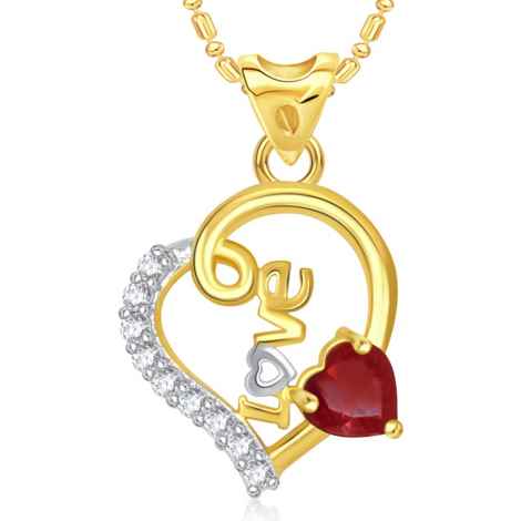 Buy Srikara Alloy Plated CZ/AD Love Heart Valentine Fashion Jewellery Pendant Chain - SKP1681G - Purplle