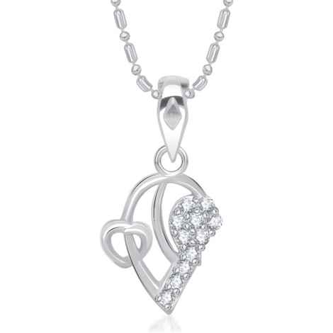 Buy Srikara Alloy Rhodium Plated CZ/AD Adulation Heart Fashion Jewelry Pendant Chain - SKP1516R - Purplle