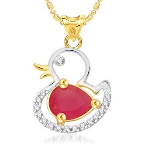 Buy Srikara Alloy Gold Plated CZ / AD Fashion Jewellery Pendant with Chain - SKP2025G - Purplle