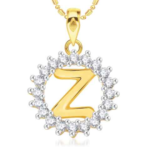 Buy Srikara Alloy Gold Plated CZ/AD Initial Letter Z Fashion Jewellery Pendant Chain - SKP1972G - Purplle