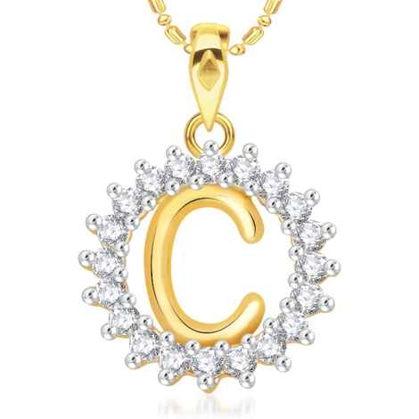 Buy Srikara Alloy Gold Plated CZ/AD Initial Letter C Fashion Jewellery Pendant Chain - SKP1949G - Purplle