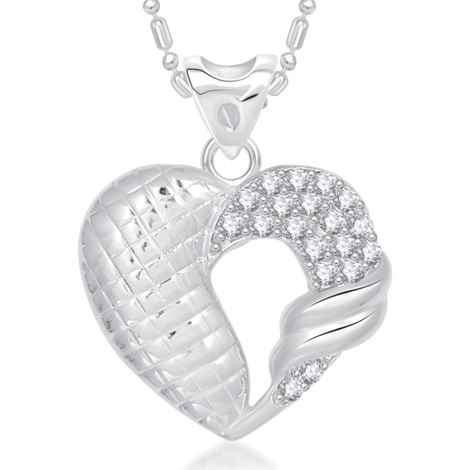 Buy Srikara Alloy Rhodium Plated CZ Vintage Heart Valentine Fashion Jewelry Pendant - SKP1652R - Purplle