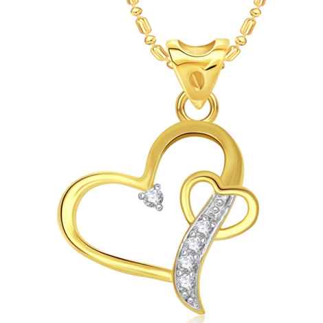 Buy Srikara Alloy Gold Plated CZ/AD Togetherness Heart Valentine Fashion Jewelry Pendant - SKP1672G - Purplle