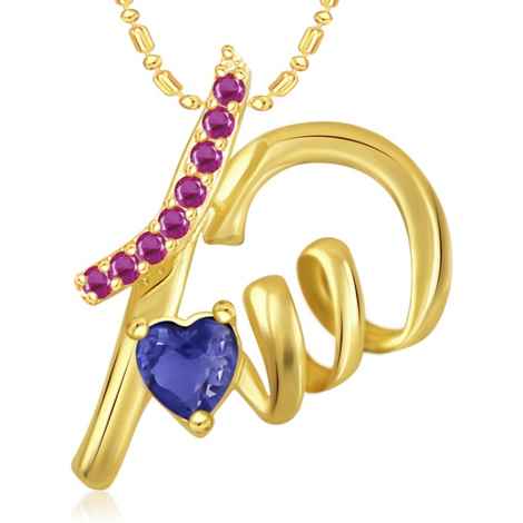Buy Srikara Alloy Gold Plated CZ/AD Well Crafted Heart Valentine Fashion Jewelry Pendant - SKP1924G - Purplle