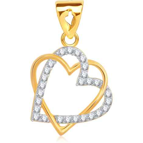 Buy Srikara Alloy Gold Plated CZ/AD Double Heart Fashion Jewelry Pendant with Chain - SKP1518G - Purplle