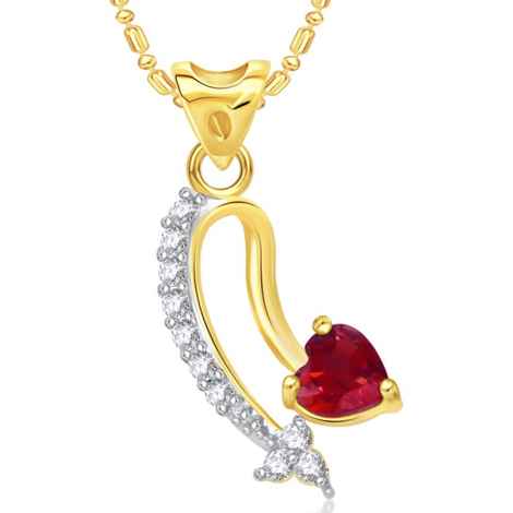 Buy Srikara Alloy Gold Plated CZ Red Heart Stone Valentine Fashion Jewellery Pendant - SKP1701G - Purplle