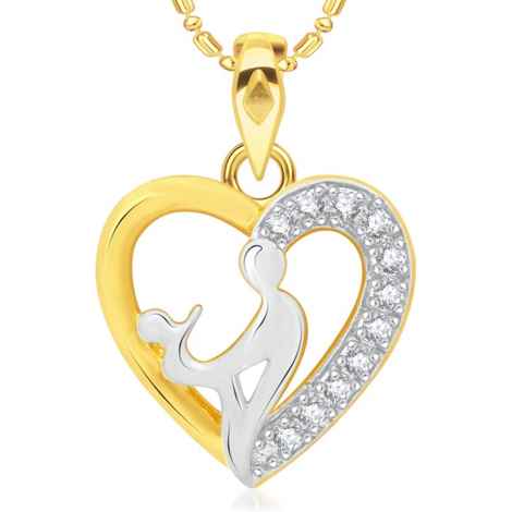 Buy Srikara Alloy Gold Plated CZ / AD You & Me Heart Fashion Jewellery Pendant Chain - SKP1981G - Purplle