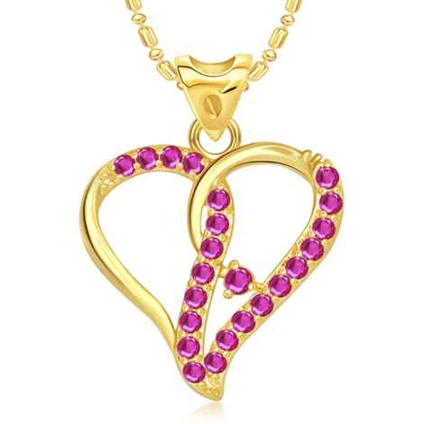 Buy Srikara Alloy Gold Plated CZ/AD Decent Heart Valentine Fashion Jewelry Pendant - SKP1812G - Purplle