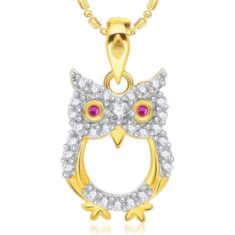 Buy Srikara Alloy Gold Plated CZ / AD Fashion Jewellery Pendant with Chain - SKP2019G - Purplle