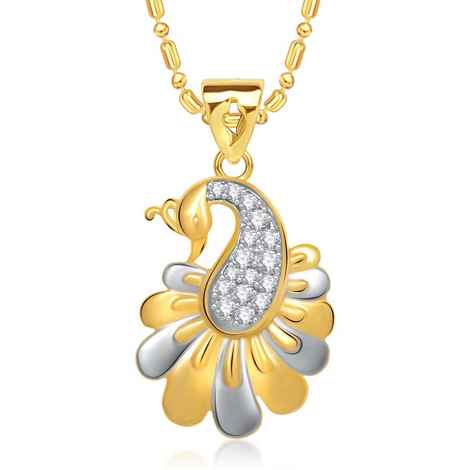 Buy Srikara Alloy Gold Plated CZ/AD Superb Mayur Fashion Jewelry Pendant with Chain - SKP1457G - Purplle
