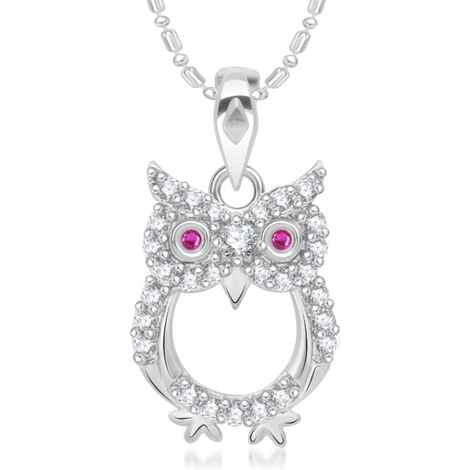 Buy Srikara Alloy Gold Plated CZ / AD Owl Fashion Jewellery Pendant with Chain - SKP2120R - Purplle