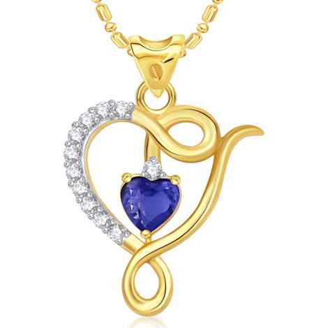 Buy Srikara Alloy Well Crafted Blue Stone Valentine Fashion Jewelry Pendant Chain - SKP1684G - Purplle
