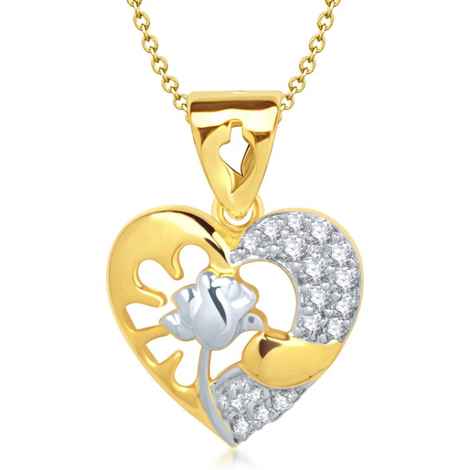 Buy Srikara Alloy Gold Plated CZ Rose in Heart Shape Fashion Jewelry Pendant Chain - SKP1301G - Purplle
