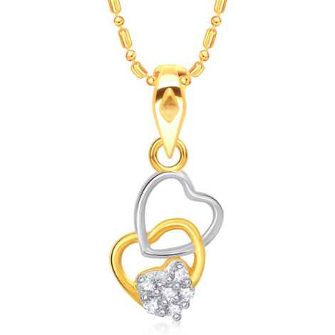 Buy Srikara Alloy Gold Plated CZ/AD Affection Heart Fashion Jewellery Pendant Chain - SKP1509G - Purplle