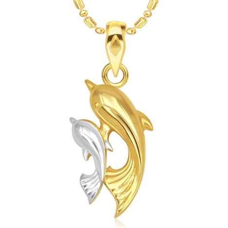 Buy Srikara Alloy Gold Plated CZ/AD Dual Dolphin Fashion Jewelry Pendant with Chain - SKP1830G - Purplle