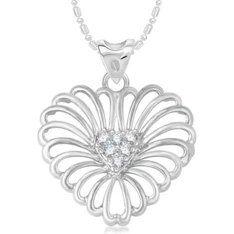 Buy Srikara Alloy Rhodium Plated CZ/AD Curvy Crystals Heart Fashion Jewelry Pendant - SKP3064R - Purplle
