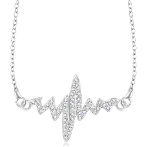 Buy Srikara Brass Alloy Rhodium Plated CZ / AD Heartbeats Fashion Jewellery Pendant - SKP3227R - Purplle