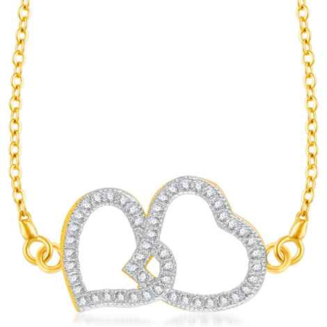 Buy Srikara Brass Alloy Gold Plated CZ/AD Attached Heart Fashion Jewelry Pendant - SKP3226G - Purplle