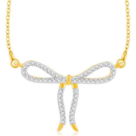 Buy Srikara Brass Alloy Gold Plated CZ/AD Bow Patterned Fashion Jewelry Pendant Set - SKP3233G - Purplle