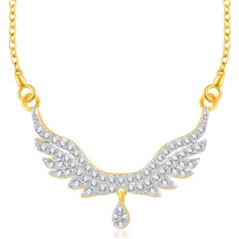 Buy Srikara Brass Alloy Gold Plated CZ/AD Happy Wings Fashion Jewelry Pendant Chain - SKP3250G - Purplle