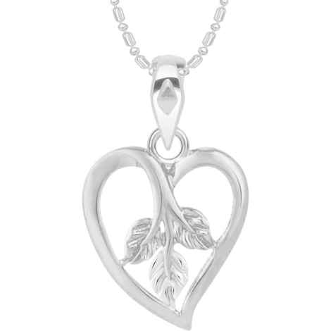Buy Srikara Alloy Brass Rhodium Plated CZ/AD Leafy Heart Fashion Jewelry Pendant - SKP3128R - Purplle
