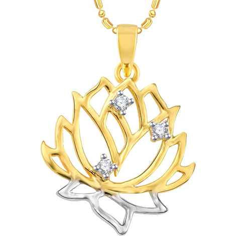 Buy Srikara Alloy Gold Plated CZ/AD Adorable Flower Fashion Jewellery Pendant Chain - SKP3085G - Purplle