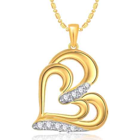 Buy Srikara Alloy Brass Gold Plated CZ/AD Tilted Dual Heart Fashion Jewelry Pendant - SKP3116G - Purplle
