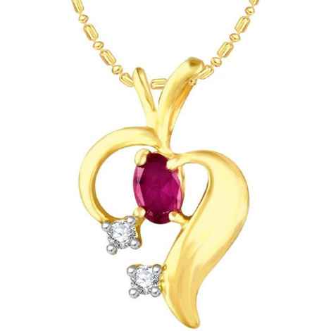 Buy Srikara Alloy Brass Gold Plated CZ/AD Red Stone Heart Fashion Jewelry Pendant - SKP3131G - Purplle